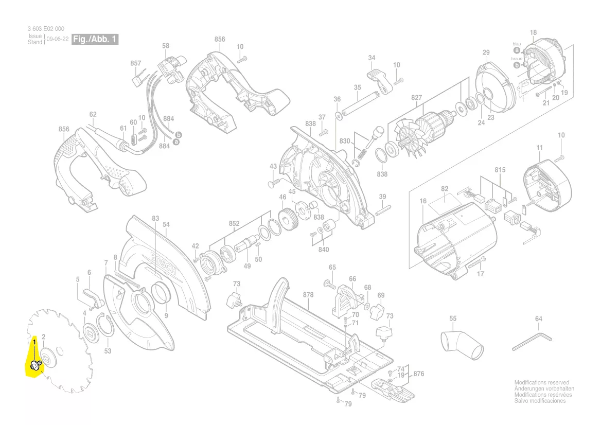 vis serrage lame PKS 55, PKS 55A, PKS 66AF